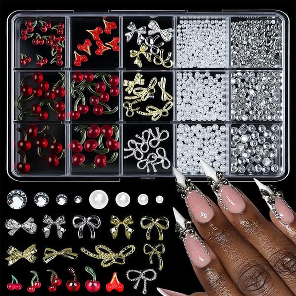 3D Neglekunstdekorasjonssett Harpiksrosetter Perleformer DIY-utsmykning 2