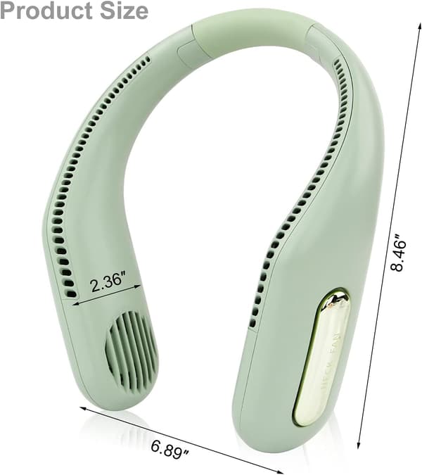 Bärbar USB-laddningsfläkt för nacken, grön