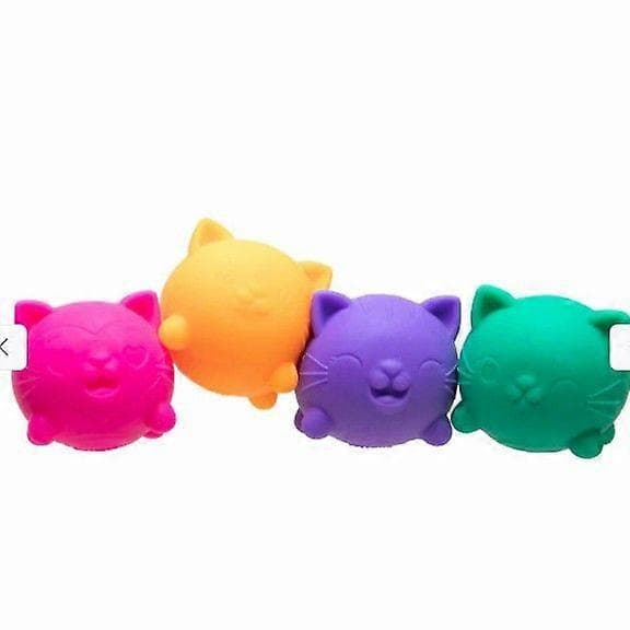 Cool Cats Squishy, 4-pakning Sugar Ball Designs, Angstdempende klemmeleke for sensorisk lek