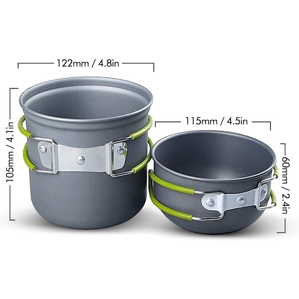 Utomhus Camping Köksredskap Ryggsäck Skål Gryta + Mini Behållare Spis Brännare Fällbar (2 delar set)