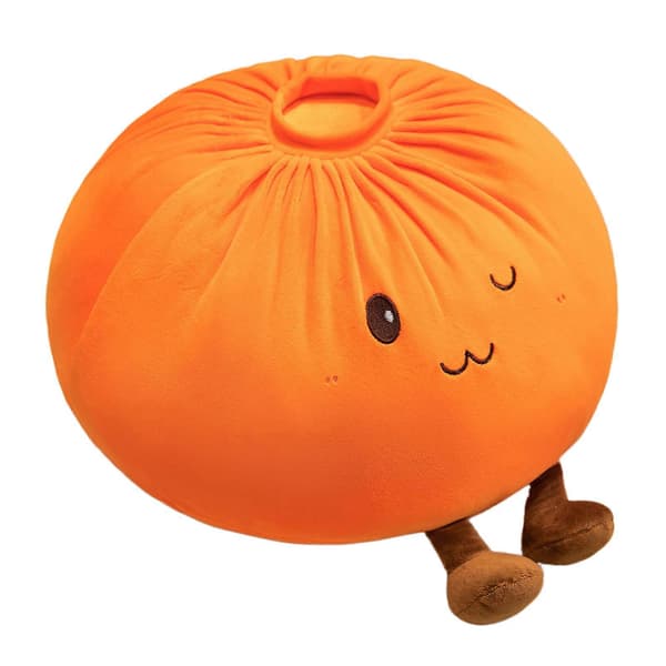 Söt Dumpling Plyschkudde Roligt Uttryck Bulle Barns Kuddar Present Sovrumsdekor Orange