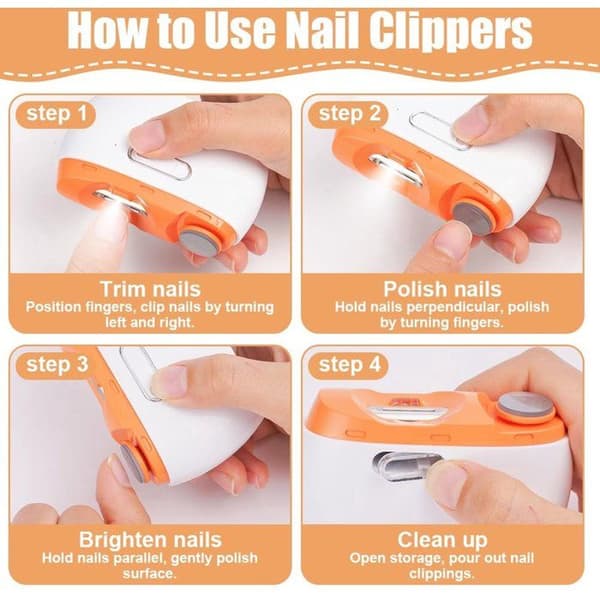 Electric Nail Clipper - Nail File with LED Light and Nail Clipping Storage Nail Clipper Label