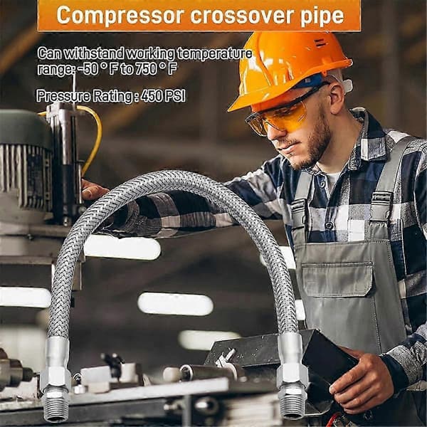 Kompressor Jumper Slange i Industrikvalitet, 20\" Længde, 450 PSI & 750°F, med Hanadaptere