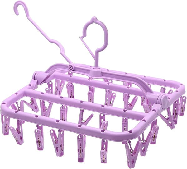 Sock Drying Rack, Klädtork med 32 klämmor, Fällbar vindskyddad socktork för underkläder