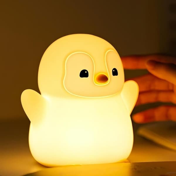 LED Pingvin Natlampe, Sød Squishy Bordlampe, 2 Niveauer Dæmpbar Børne Natlampe, Touch-lampe