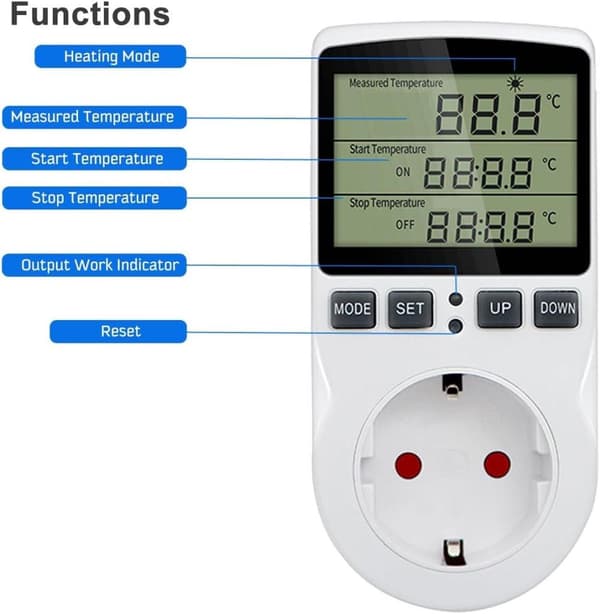 Digital Thermostat 230V – LCD Temperature Controller for Heating & Cooling Greenhouse Terrarium & Aquarium