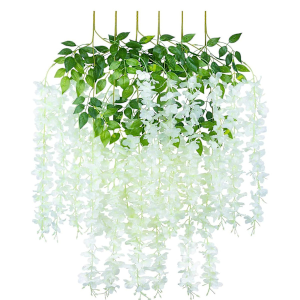 6 st/förpackning 3,6 fot/stycke Konstgjorda blommor Falsk Wisteria Vin Silkesblomma för bröllopsdekorationer (rosa)