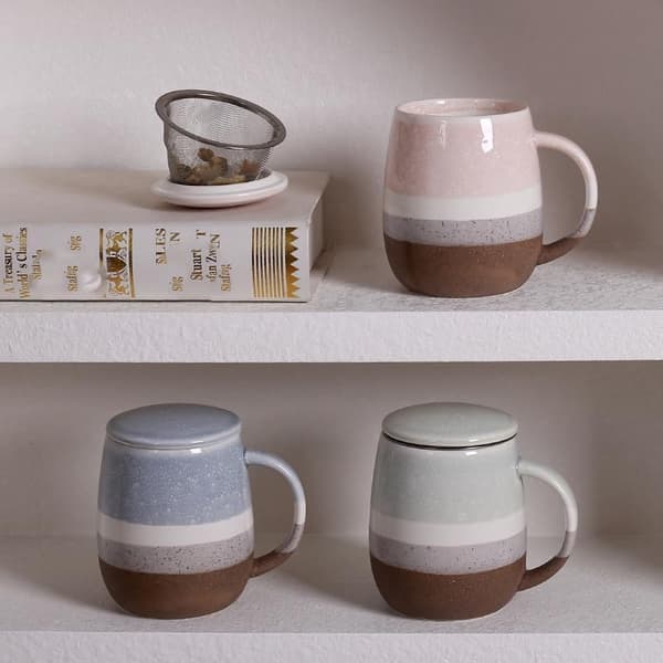 Teacup with Infuser, Lid, and Spoon, Large Ceramic Mug for Office and Home style3