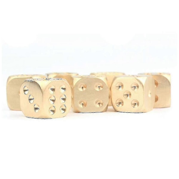 5 kpl 15 mm metallista noppaa kotelossa, 6-sivuinen kultainen mahjong-noppasetti