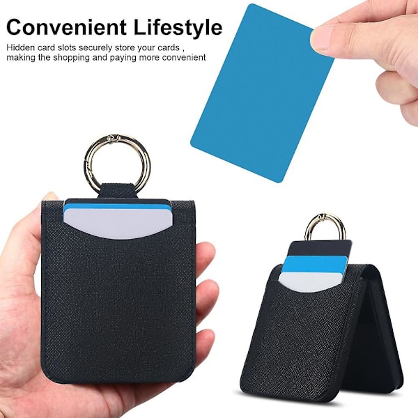Plånboksfodral för Z Flip 6, RFID-blockering Korthållare Läder Stötskyddande Fodral för Samsung Galaxy Z Flip 6 med Ringhållare black