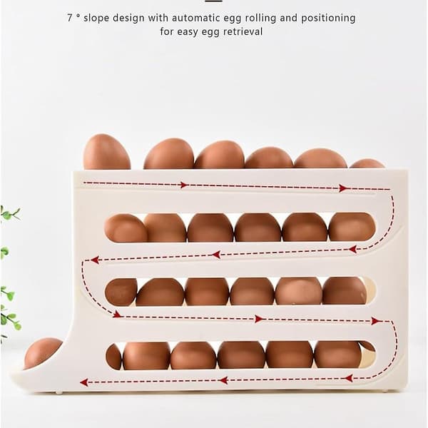 Egg Holder for Fridge - Auto Rolling Fridge Egg Organizer, Space-Saving Egg Dispenser Holder, 4 Tiers Fridge Egg Rack Large Capacity Egg Dispenser for
