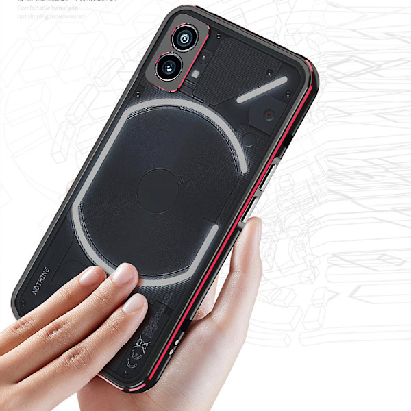 Suojaava Kotelokehys ja Kamerakehys Nothing Phone 2:lle - Läpinäkyvä Kiiltävä Aurora-Kannenkehys Linssin Suoja Nothing Phone 2:lle black-red