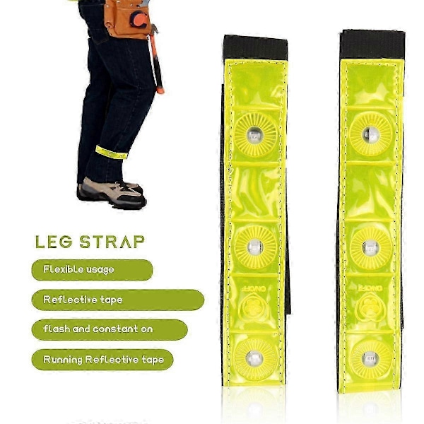 2 x Reflekterande Band Arm Ben Rems Bälte 4 LED Ljus Cykling Löpning Jogging Armband