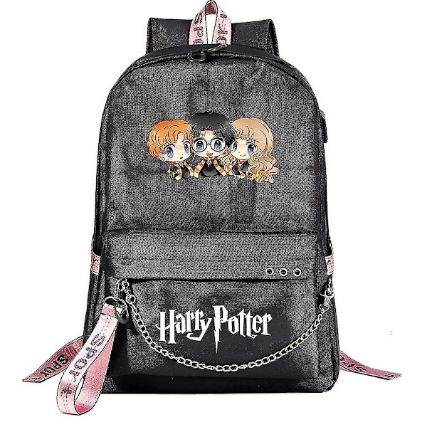 Harry Potter Ryggsäck för tonåringar - Fashion School Bag, Cartoon Design med hög kapacitet - Reseryggsäck för pojkar och flickor, Casual Mochilas för Stud 8