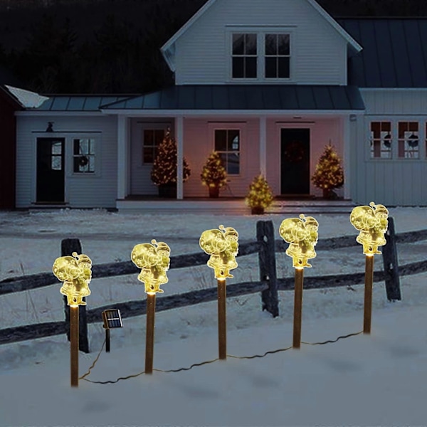 Juldekorationer 5-pack Solcellslampor Utomhus Julträdgårdsskylt Julmönster Solcellslampa a