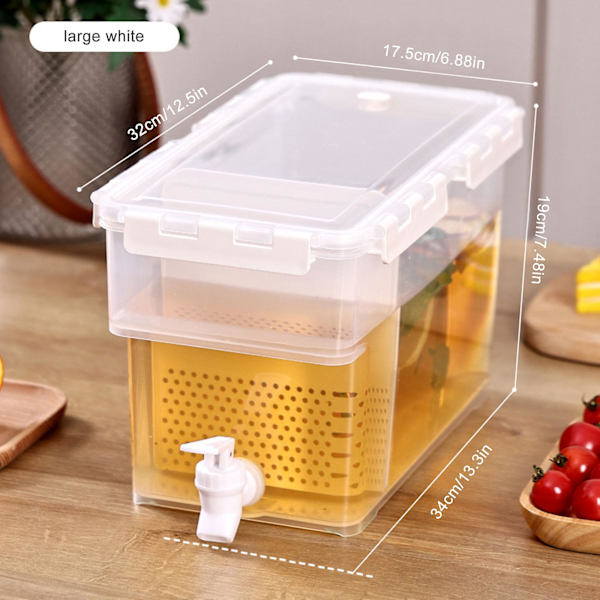 6L Drikkedispenser Vandkande med Hane Drikkedunk Juice Cocktail white