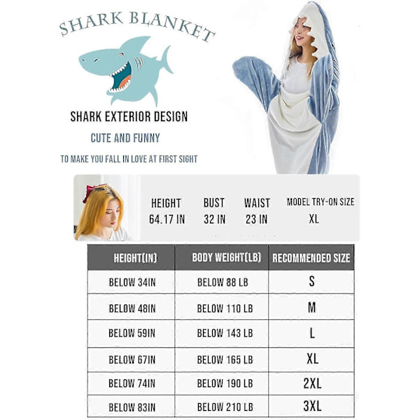 Haj-tæppe til voksne børn - Bærbar haj-tæppe-hættetrøje, tegneserie-dyr heldragt-tæppe, sød sjov blå haj-flannel-hættetrøje til piger pink