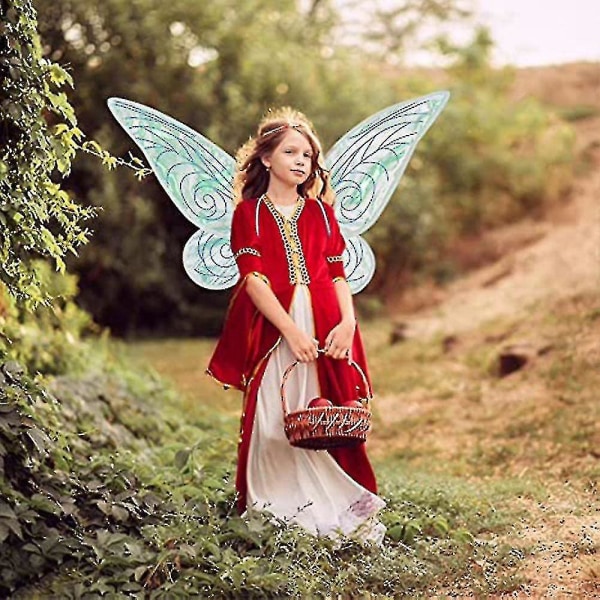 Barn Fairy Wings Halloween Elf Fancy Dress Kostym Pink