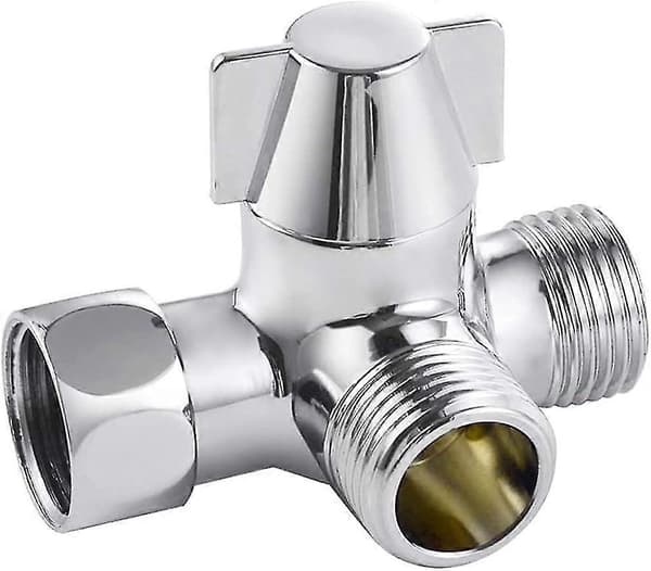 Solid mässing 3-vägsventil, 3-vägs omkopplare för avledningsventil, 3-vägs duschavledningsventil, G1/2\" T-adapter -CHN