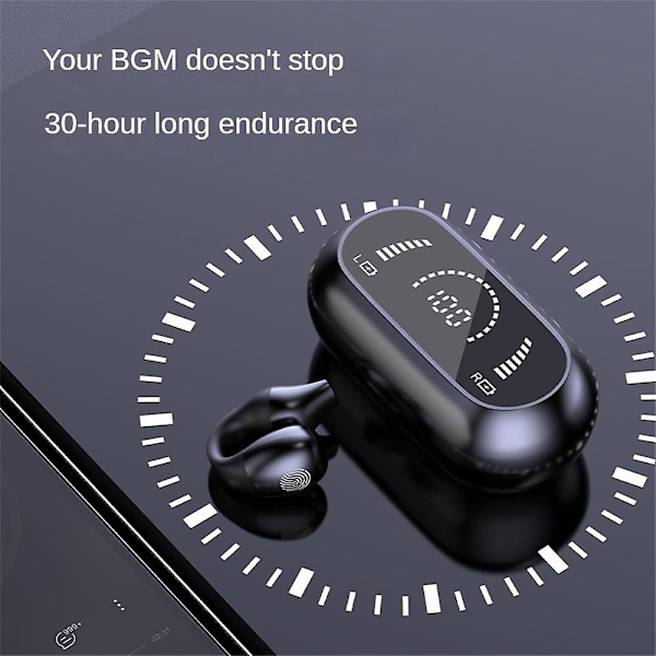 Urheilukuulokkeet Langattomat Bluetooth 5.3 Kuulokkeet Korvaklipsit Luunjohtavuuskuulokkeet black