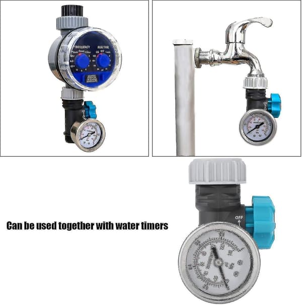 Vattentrycksregulator, justerbar vattentrycksreduceringsventil med tryckmätare Tryckmätare Tryckregulator Separator för växthus Garde