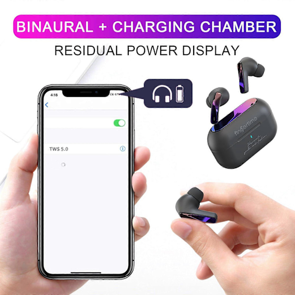4D Ljudeffekt ANC -23db Touch-kontroll Trådlösa Bluetooth Hörlurar TWS-Hörlurar In-Ear Hörlurar black