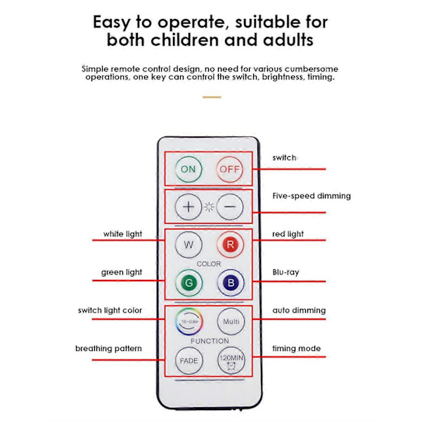 LED-pallovalo, himmennettävä, langaton, kosketusanturilla, paristoilla toimiva, kaukosäätimellä remote controller