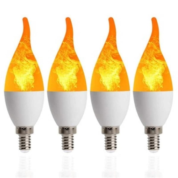 4 stk. E14 3w flammelys pærer 3 tilstande kandelaber varmt hvid lysekrone stearinlys kompatibel Hallowee