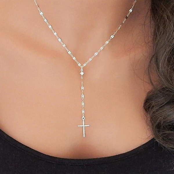 2 stk. Enkle Kors Vedhæng Statement Halskæde Mode Smykker Choker