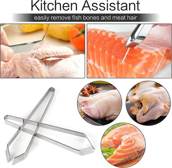 Fisketang Professionel Rustfrit Stål Køkken Fiskebenfjerner Tang Rustfrit Benfjerner Tang til Kok 2stkD-2