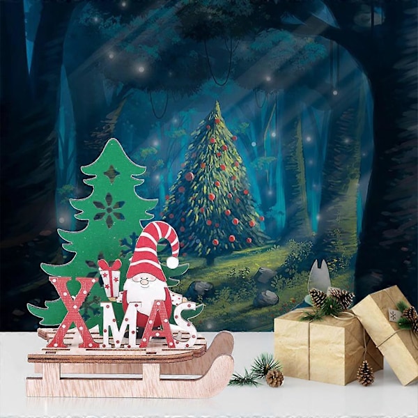 Julkalender för semester Juldekoration Trä DIY Släde Ornament Kombination Dekoration a