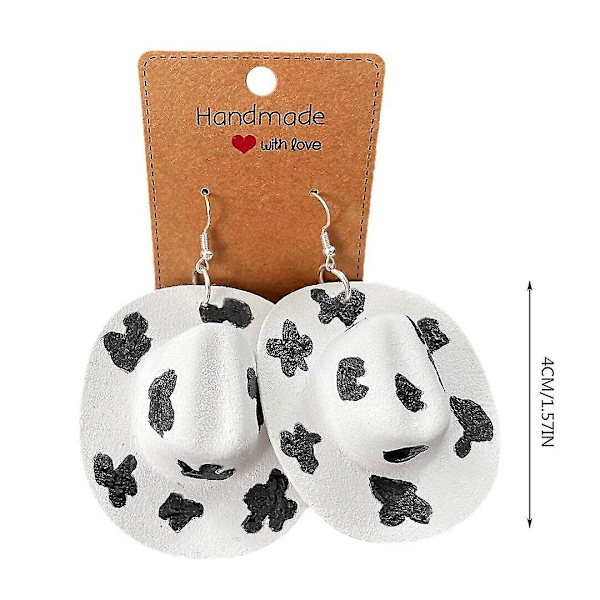 Cowboy Hat Shape Dangle Hook Øredobber Resin Øredobber For Kvinner Jenter Smykker Gave ZD A black and white