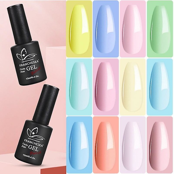 12ml Neglegel 12 Farger Semi Permanent Gel Polish UV LED Neglegel Lakk Sommer