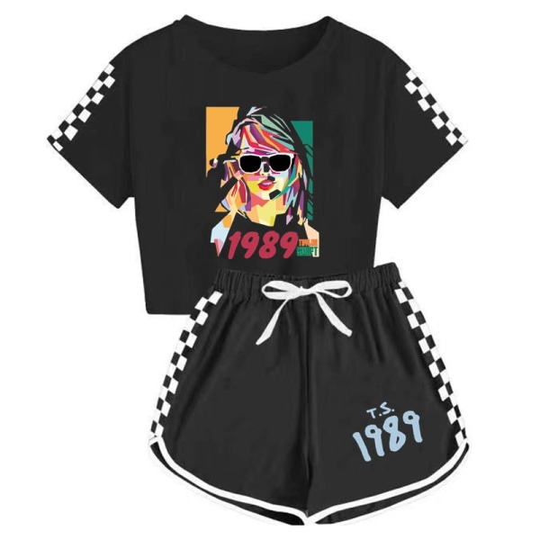 taylor swift T-shirt för män och kvinnor + shorts sportpyjamas set black Children 130