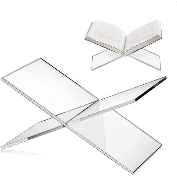 6\" x 11\" x 6\" Klar Akryl Bogstativ, Stor Åben Bogskærm til Kogebog Kunstbog Bibel Lærebog Magasin, 2-delt Læsebogstativ til C