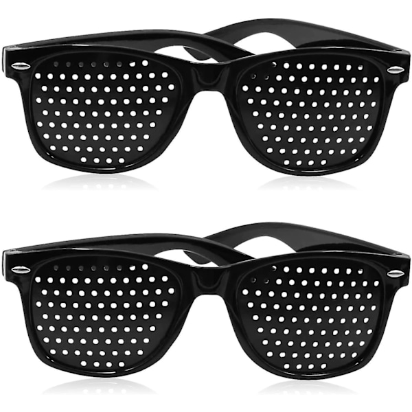 2-pack Nålhålsglasögon för att förbättra synen, svarta unisex synförstärkande nålhålsglasögon