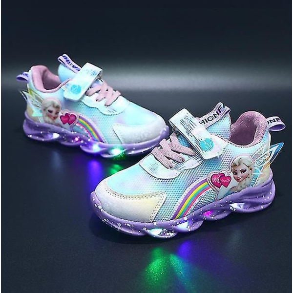 Barn Sneakers Ice Elsa Lights Led Lights Sneakers Purple 26