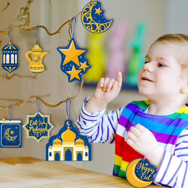 30 kpl Ramadanin koristeita Eid Mubarak -riipuksia Ramadan Mubarak Eid-juhlan kuun ja tähden seinäkoristeita Eid-juhlatarvikkeita 30pcs blue