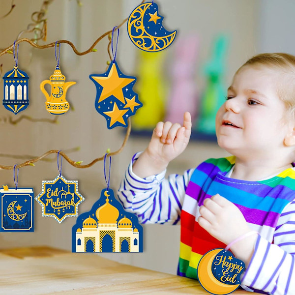 30 stk Ramadan Pynt Eid Mubarak Hængende Pynt Ramadan Mubarak Eid Fest Måne Stjerne Væghængende Dekorationer Eid Fest Tilbehør 30pcs blue