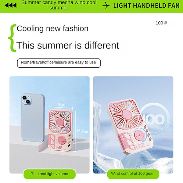 USB Miniväkt, Bärbar Fickväkt, Cartoon Handhållen, Skrivbordsfläkt, Utomhus, Resa, USB Laddningsbar Fläkt lemon yellow