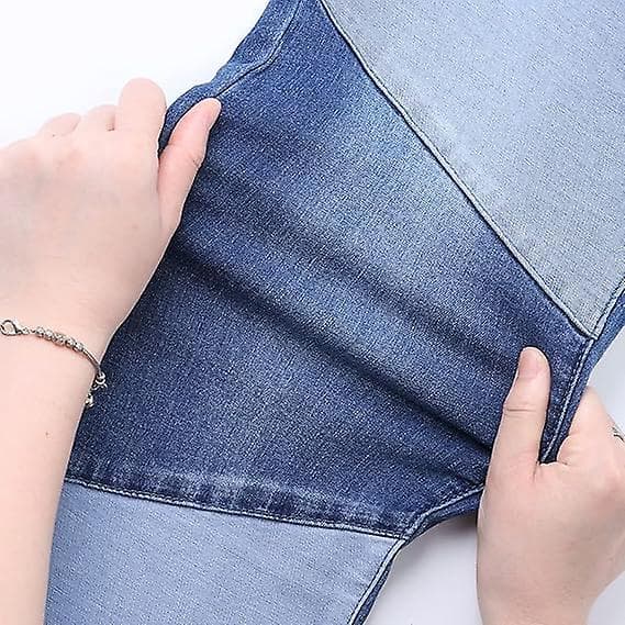 Kvinder Mid Waist Stretchy Patchwork Denim Bukser Jeans ff b2 ko  B2 TI s