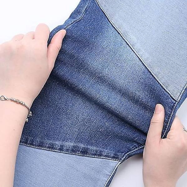 Naiset Keskikorkea Joustava Patchwork Denim Housut Farkut B2 ZD V m