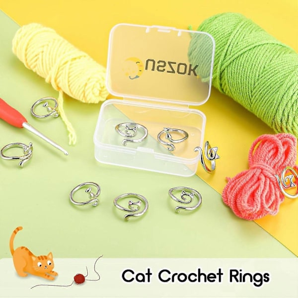 3 stk Hekle Ringer For Hekling Justerbar Hekle Spenningsring For Finger Katte Garn Guide Ring Kni