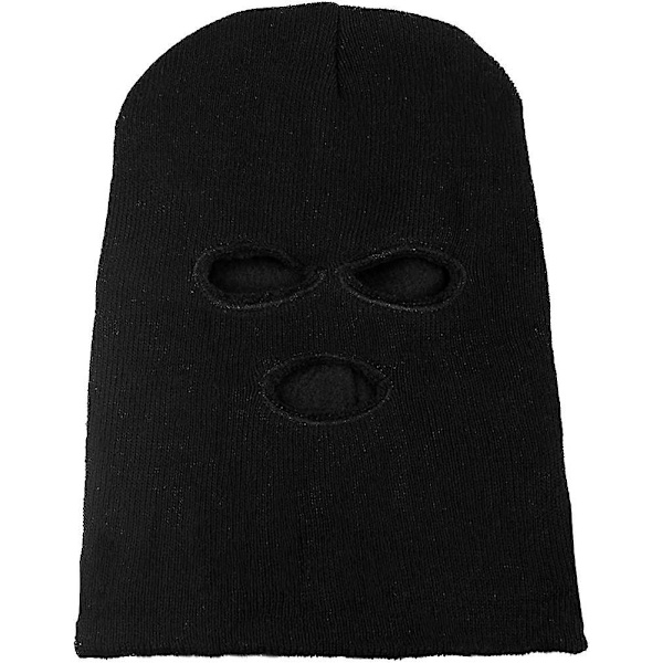 2 kpl Musta 3-reikäinen Täyskasvosuojus Lämmin. Kaksinkertainen Neule Talvi Balaclava Ulkoiluun