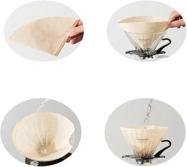 100 Pakke V-Formet Ubleget Engangs Papir Kaffefiltre til V60
