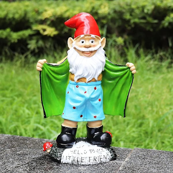 8,3 tommer/21 cm stor havegnom, polyresin udendørs skulptur, havenisse statue, havefigur kunst havedekoration (troldmand i grøn)