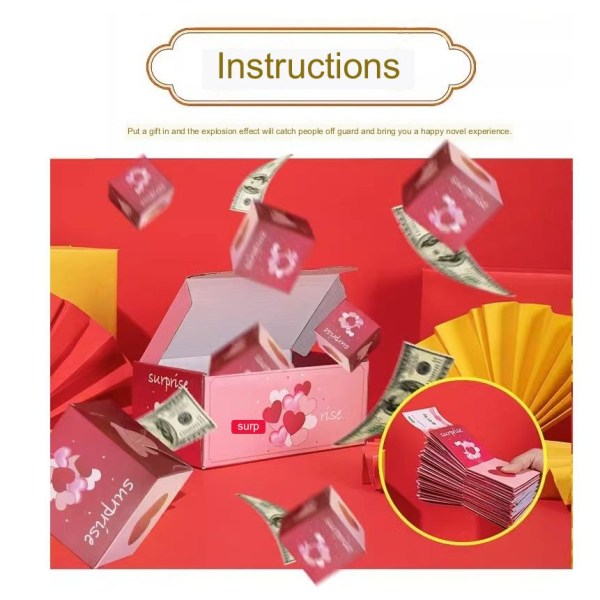 Jul unika vikbara pop-up rött kuvert presentförpackning BEST(pink) 20 bounce boxes