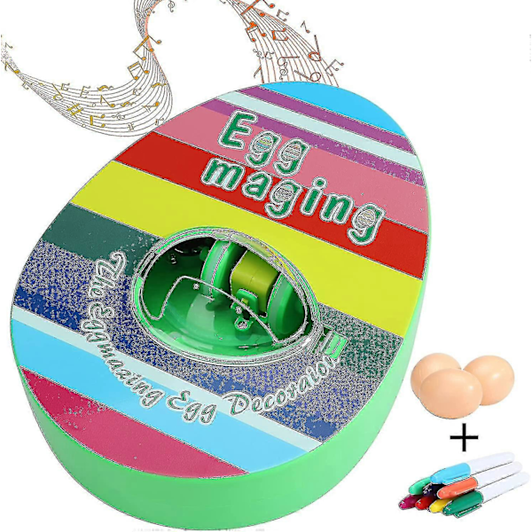 Påskeeggsdekoreringssett, Elektrisk påskeeggsmalingsmaskin med 8 tusjpenner og 3 egg DIY eggskaper Påskeeggs roterende malingsmaskin for voksne