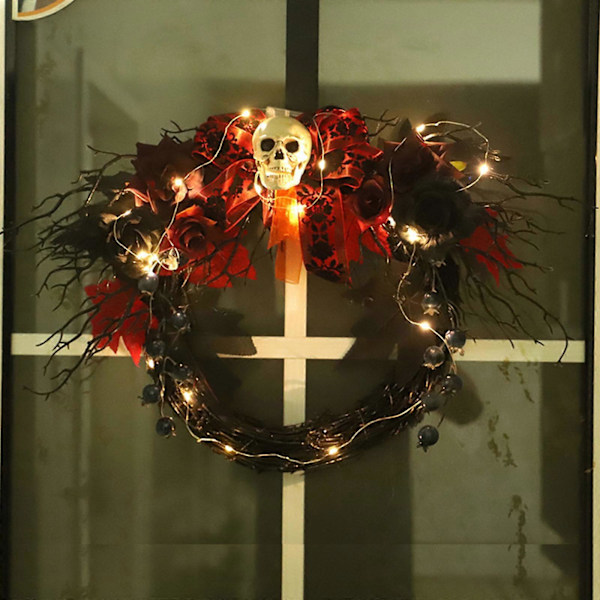Halloween-koriste Luurankokrans Simuloitu Kukkakoriste Krans Oviripustus Halloween-lyhtyköynnösten Rengas Seinäripustus