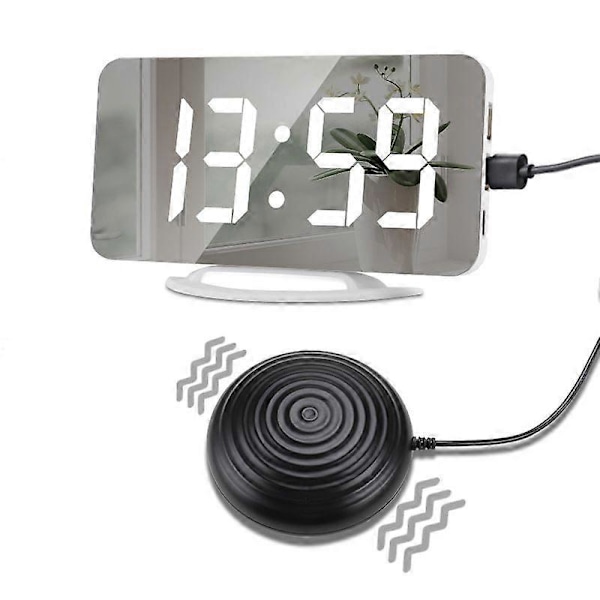 Vibrationsväckarklocka, extra högt alarm för djupsömn, extra stor display för äldre med dubbla alarm